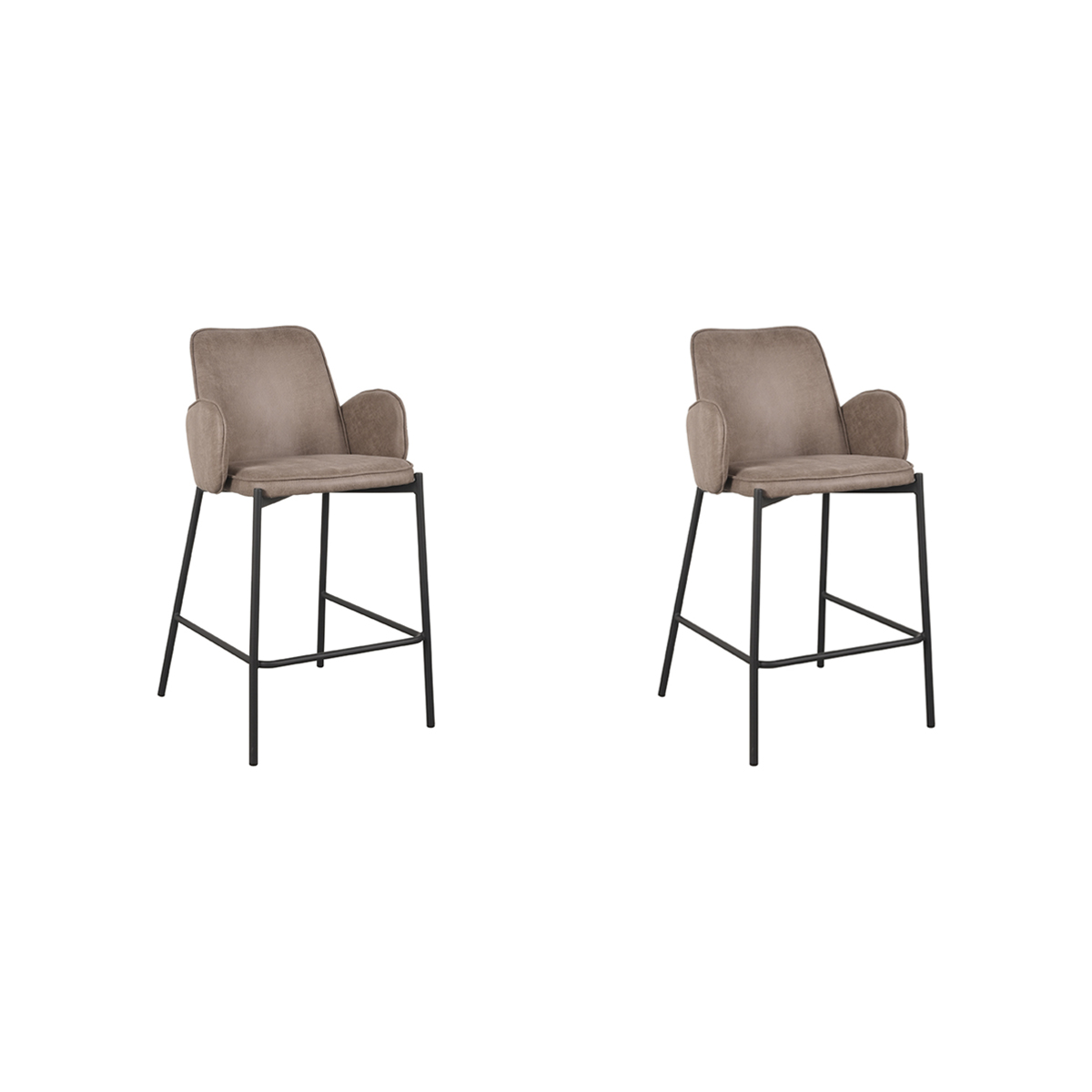 LABEL51 Barkruk Joni - Taupe - Micro Suede - Zithoogte 65 cm - set van 2