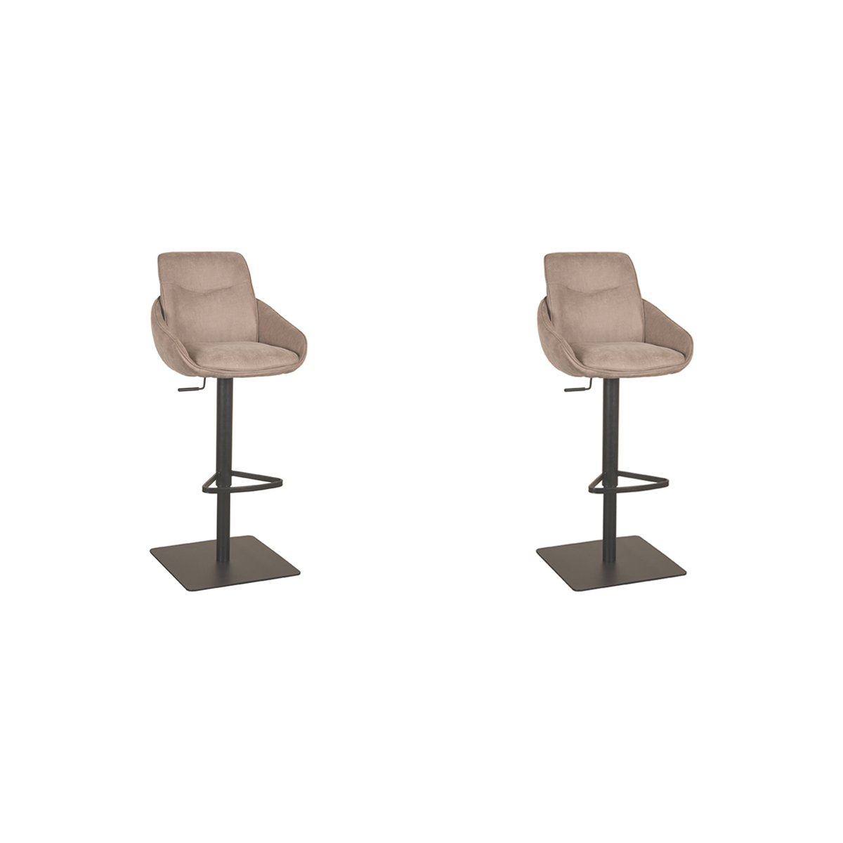 LABEL51 Barkruk Beauty - Taupe - Micro Suede - 58.5x52x88 cm - set van 2