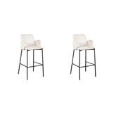 LABEL51 Barkruk Joni - Beige - Fluweel - Zithoogte 78 cm - set van 2