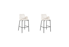 LABEL51 Barkruk Joni - Beige - Fluweel - Zithoogte 78 cm - set van 2