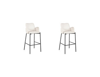 LABEL51 Barkruk Joni - Beige - Fluweel - Zithoogte 78 cm - set van 2