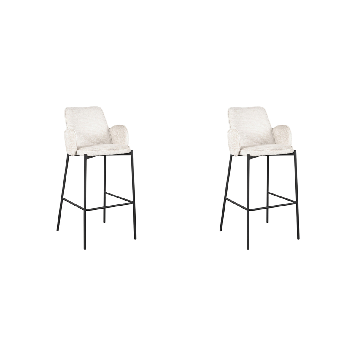 LABEL51 Barkruk Joni - Beige - Fluweel - Zithoogte 78 cm - set van 2