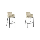 LABEL51 Barkruk Joni - Beige - Fluweel - Zithoogte 78 cm - set van 2