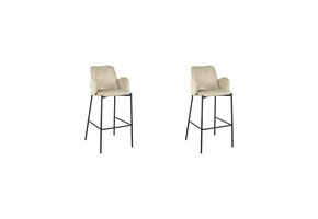 LABEL51 Barkruk Joni - Beige - Fluweel - Zithoogte 78 cm - set van 2