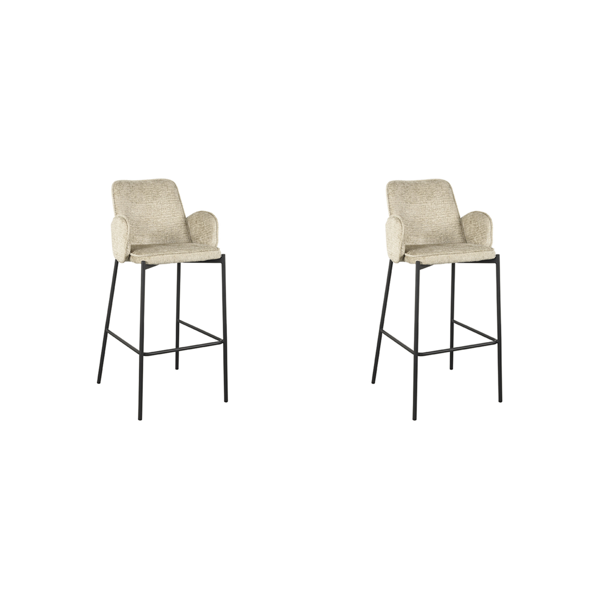 LABEL51 Barkruk Joni - Beige - Fluweel - Zithoogte 78 cm - set van 2