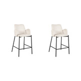 LABEL51 Barkruk Joni - Crème - Fluweel - Zithoogte 65 cm - set van 2