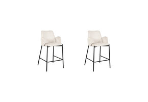 LABEL51 Barkruk Joni - Crème - Fluweel - Zithoogte 65 cm - set van 2