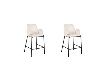 LABEL51 Barkruk Joni - Crème - Fluweel - Zithoogte 65 cm - set van 2