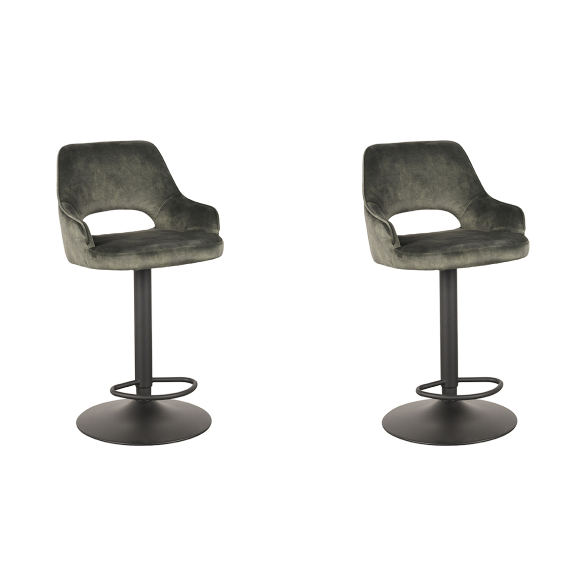 LABEL51 Barkruk Fer - Hunter - Velours - 47 x 45cm - set van 2