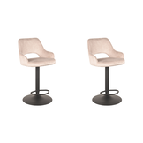 LABEL51 Barkruk Fer - Naturel - Velours - 47 x 45cm - set van 2