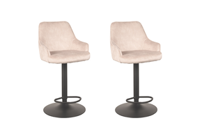 LABEL51 Barkruk Fender - Naturel - Velours - 42 x 40cm - set van 2