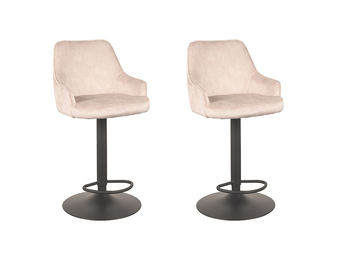 LABEL51 Barkruk Fender - Naturel - Velours - 42 x 40cm - set van 2