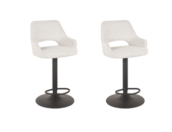 LABEL51 Barkruk Fer - Wit - Boucle - 47 x 45cm - set van 2