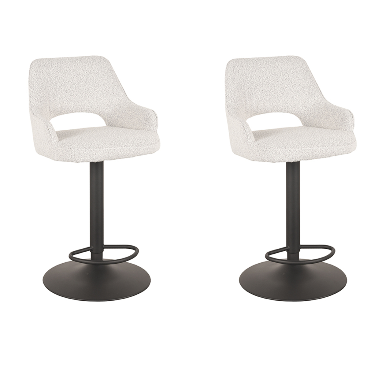 LABEL51 Barkruk Fer - Wit - Boucle - 47 x 45cm - set van 2