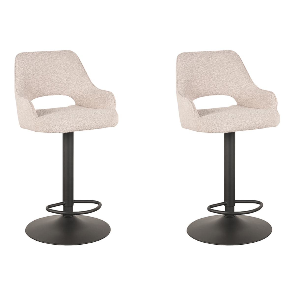 LABEL51 Barkruk Fer - Naturel - Boucle - 47 x 45cm - set van 2