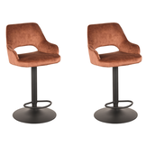 LABEL51 Barkruk Fer - Rust - Velours - 47 x 45cm - set van 2