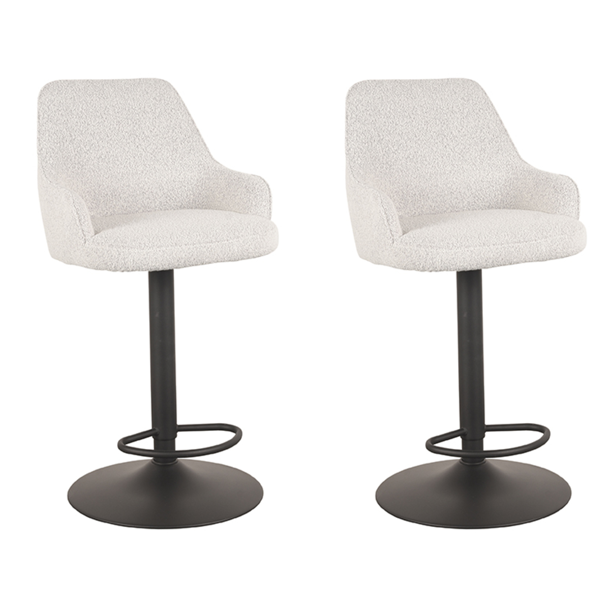 LABEL51 Barkruk Fender - Wit - Boucle - 42 x 40cm - set van 2