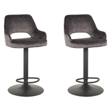 LABEL51 Barkruk Fer - Antraciet - Velours - 47 x 45cm - set van 2