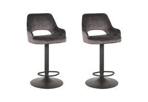 LABEL51 Barkruk Fer - Antraciet - Velours - 47 x 45cm - set van 2