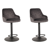 LABEL51 Barkruk Fender - Antraciet - Velours - 42 x 40cm - set van 2