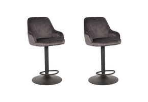 LABEL51 Barkruk Fender - Antraciet - Velours - 42 x 40cm - set van 2