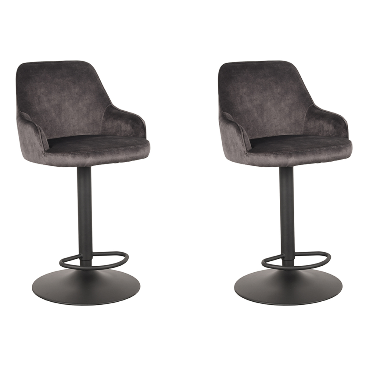 LABEL51 Barkruk Fender - Antraciet - Velours - 42 x 40cm - set van 2