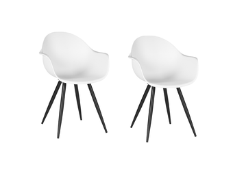LABEL51 Eetkamerstoel Luca - Wit - Kunststof - Set van 2