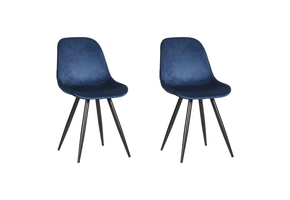 LABEL51 Eetkamerstoel Capri - Blauw - Fluweel