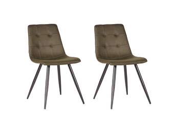 LABEL51 Eetkamerstoel Jay - Army green - Microfiber