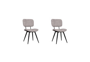 LABEL51 - Eetkamerstoel Liva - Stone - 60x49x87cm - Set van 2