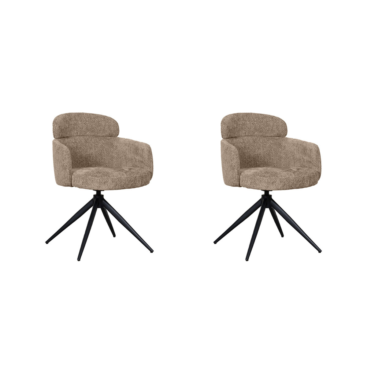 LABEL51 - Eetkamerstoel Levi - Clay - 60x56x80cm - Set van 2