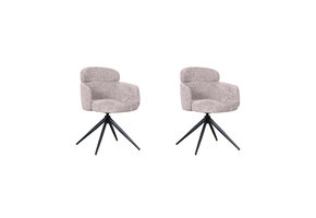 LABEL51 - Eetkamerstoel Levi - Beige - 60x56x80cm - Set van 2