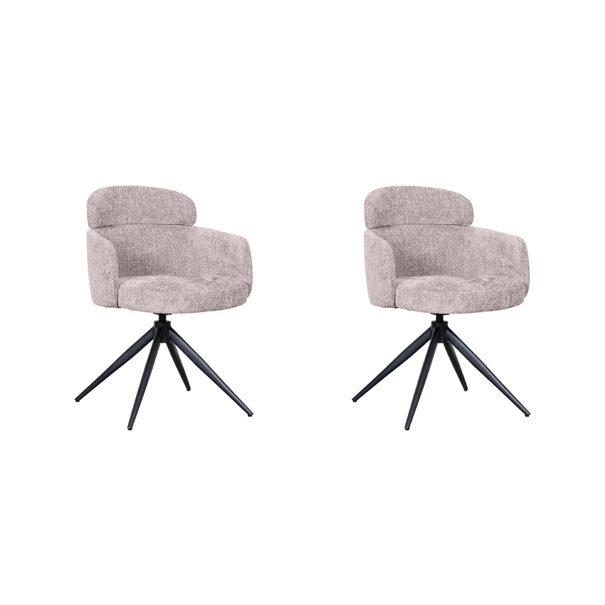LABEL51 - Eetkamerstoel Levi - Beige - 60x56x80cm - Set van 2