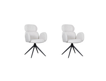 LABEL51 Eetkamerstoel Vidar - Naturel - Boucle - set van 2