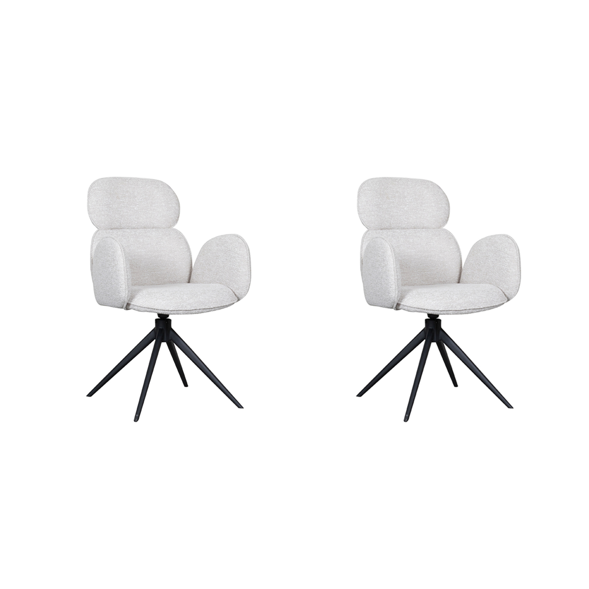 LABEL51 Eetkamerstoel Vidar - Naturel - Boucle - set van 2