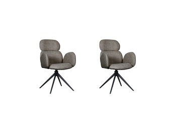 LABEL51 Eetkamerstoel Vidar - Truffel grijs - Boucle - set van 2