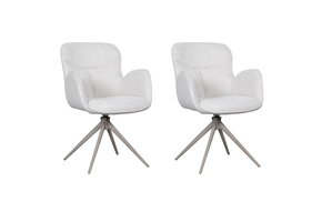 LABEL51 Eetkamerstoel Lasse - Naturel - Stof - set van 2