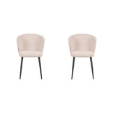 LABEL51 Eetkamerstoel Wave - Naturel - Boucle - 60x58x85 cm - set van 2