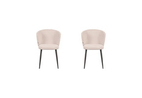 LABEL51 Eetkamerstoel Wave - Naturel - Boucle - 60x58x85 cm - set van 2