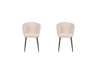 LABEL51 Eetkamerstoel Wave - Naturel - Boucle - 60x58x85 cm - set van 2