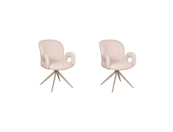 LABEL51 Eetkamerstoel Neo - Naturel - Boucle - Taupe onderstel - set van 2