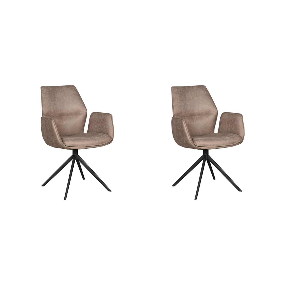 LABEL51 Eetkamerstoel Mellow - Taupe - Micro Suede - 63 x 58cm - set van 2