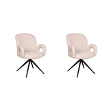 LABEL51 Eetkamerstoel Neo - Naturel - Boucle - Zwart onderstel - set van 2