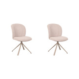 LABEL51 Eetkamerstoel Kimo - Naturel - Boucle - Taupe Onderstel - set van 2