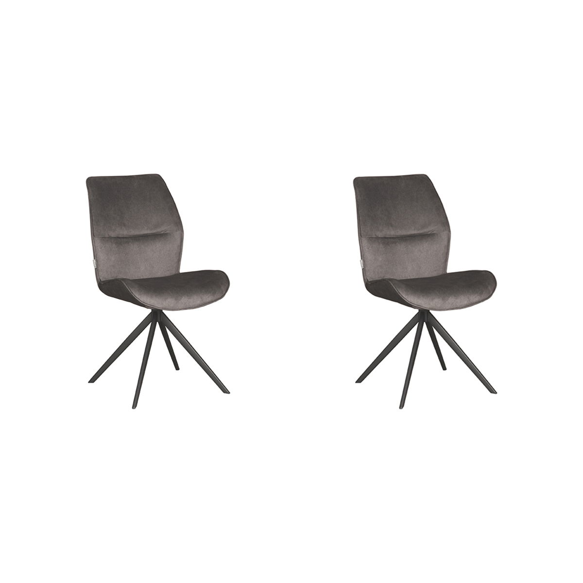 LABEL51 Eetkamerstoel Comfy - Antraciet - Cosmo - Zwart Onderstel - 64 x 48cm - set van 2