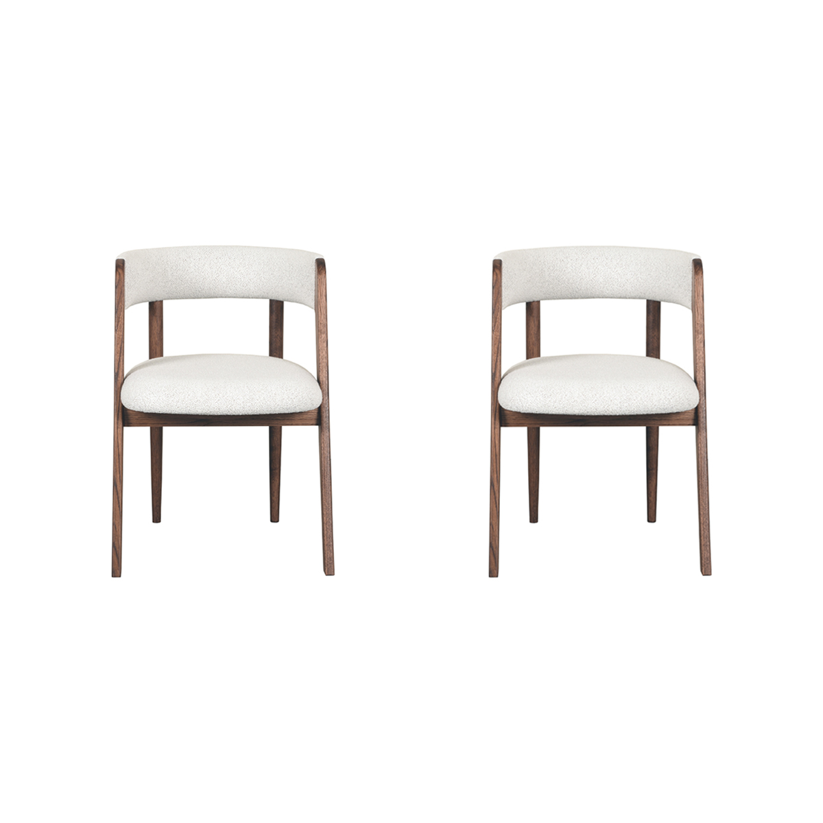 LABEL51 Eetkamerstoel Sasha - Wit - Boucle - 82x54x75 cm - set van 2