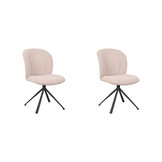 LABEL51 Eetkamerstoel Kimo - Naturel - Boucle - Zwart Onderstel - set van 2