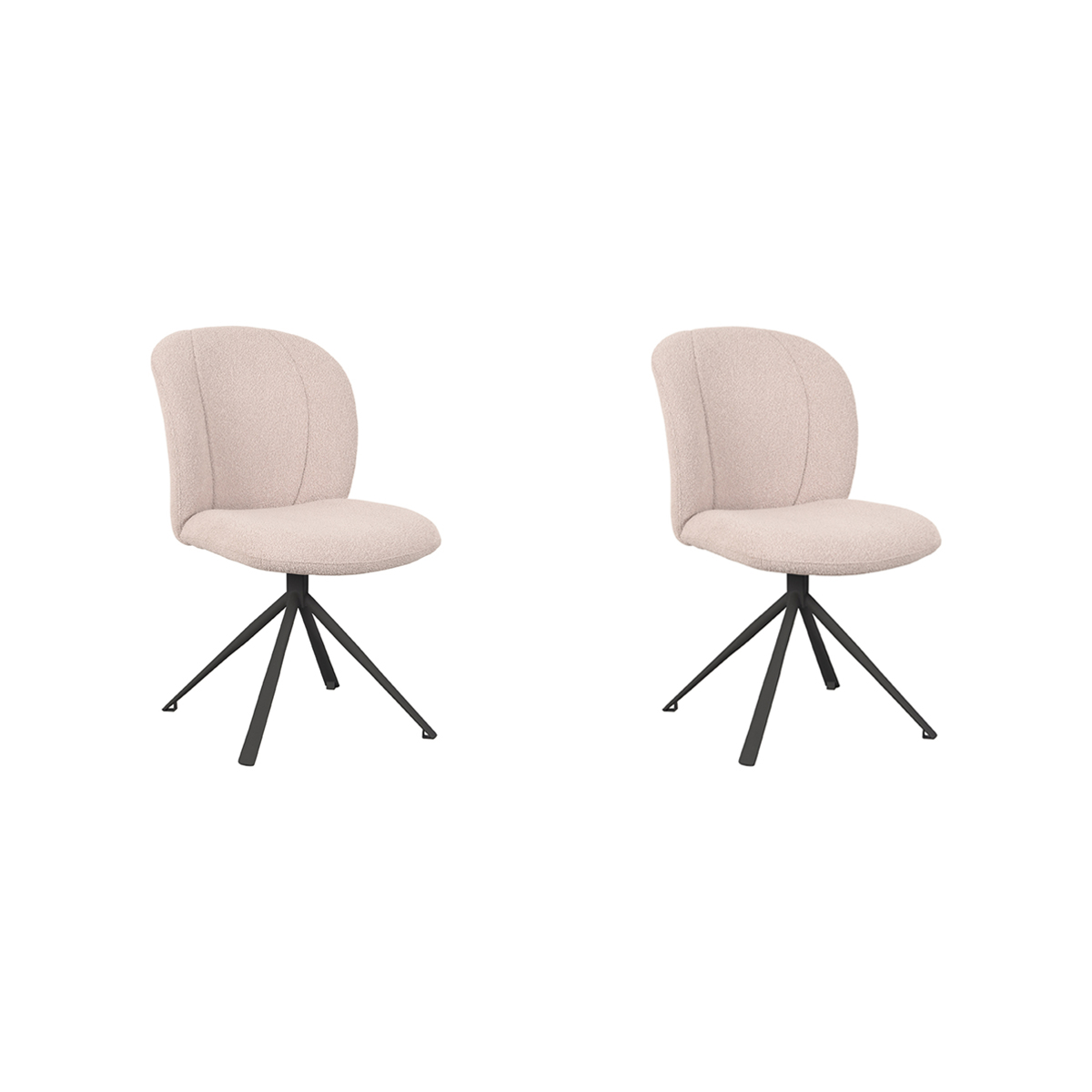LABEL51 Eetkamerstoel Kimo - Naturel - Boucle - Zwart Onderstel - set van 2