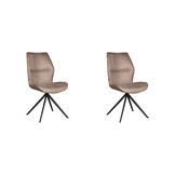 LABEL51 - Eetkamerstoel Comfy - Taupe - 64x48x91cm - Set van 2