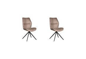 LABEL51 - Eetkamerstoel Comfy - Taupe - 64x48x91cm - Set van 2
